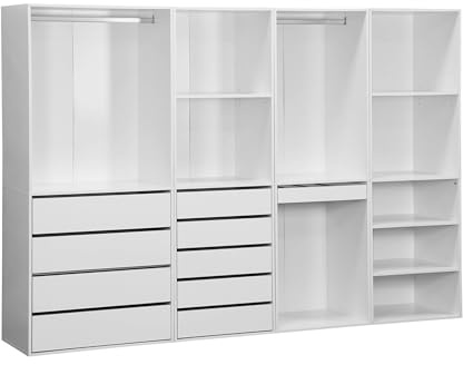 Armario vestidor con 4 elementos, blanco, panel laminado