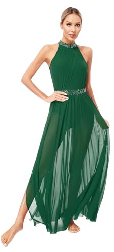 Yihuimin Robe de Danse Contemporaine Femme Justaucorps Danse Classique Tango Robe Danses Lyrique Latine Dancewear S-XL Vert S