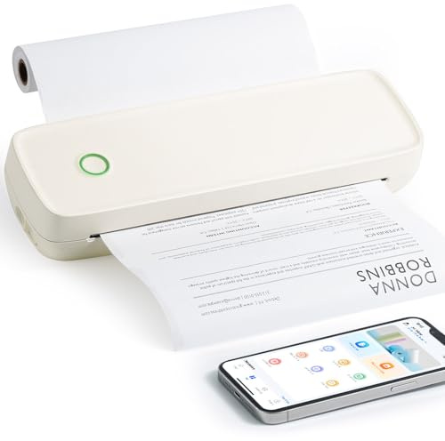 Kalopsia Portable Thermal Printer A4: 203DPI Wireless Bluetooth Printer for Phone & Laptop Inkless Mobile Printer Support A4/4/3/2 Thermal Printer Small Printers for Home Office School