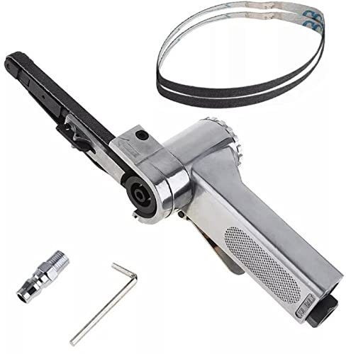 Levigatrice a Nastro pneumatica Smerigliatrice angolare Portatile Smerigliatrice pneumatica da 3/8 con 3 Nastri Levigatrice a Nastro a Grana 60/80/100 per lucidare plastica, Alluminio, Ferro, accia