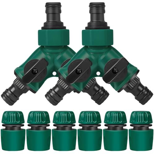 dentedeleao Connettore per Tubo Flessibile a 2 Vie, 2PCS Sdoppiatore a Y, Splitter per Tubo da Giardino con Connettore Singolo On/off, Rubinetto Adattatore per l'irrigazione del Giardino della Cucina