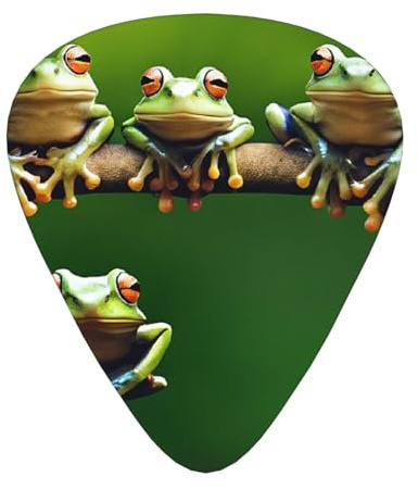 Funny Frogs Printed Custom Guitar Pick,12 Pieces Guitar Pick In A Box,The Pick Makes Guitar Sound Clear, Ukulele, Electric Guitar, Acoustic Guitar, Bass (0.46 0.71 0.96mm)
