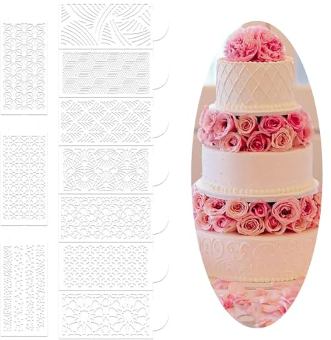 10-teilige Torten-Schablonen für DIY-Kuchen-Dekoration, Buttercreme-Fondant-Vorlagen