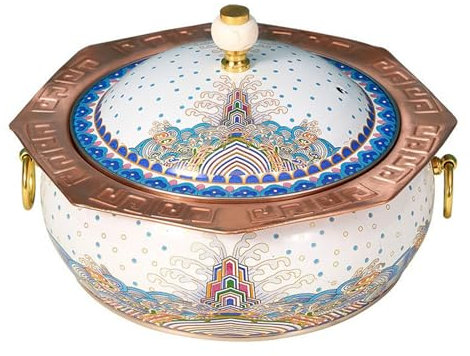 HHCTEBEC Cloisonné-Kupfer-Hot Pot, Einzel-Esstopf, Emaille-EIN-Personen-Topf, Haushalts-Induktionsherd, Kleiner Kupfertopf, Geeignet für Familien-Hauspartys