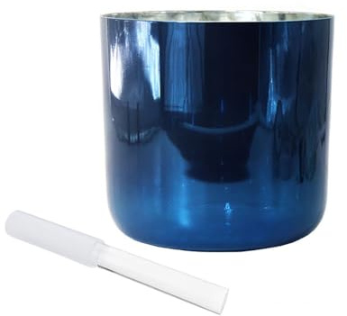 Ciotola di cristallo alchemico blu scuro da 8 pollici, ciotola sonora for chakra, regalo for meditazione yoga e guarigione sonora, con percussore acrilico e O-ring gratuiti(F Note)