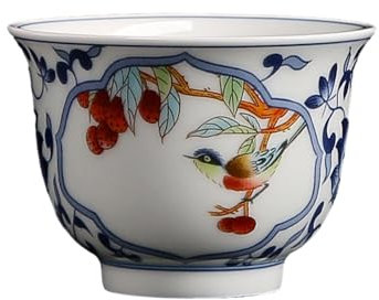 CAPIJIONG Taza de té de cerámica de color azul y blanco antiguo, 110 ml, taza de té de cerámica de color azul antiguo y blanco, 1 unidad