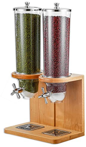IUokLU Dispensador de Cereales Doble dispensador de Alimentos Secos de 8 l dispensador de Granos y Dulces con Tapa hermética giratoria para el hogar y la Cocina，