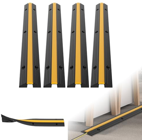UISEBRT Lot de 8 passerelles de câbles en caoutchouc, 1 canal, 100 x 15 x 3 cm, protection contre les débordements jusqu'à 8 tonnes, tapis de protection de câbles, protection contre les trébuchements