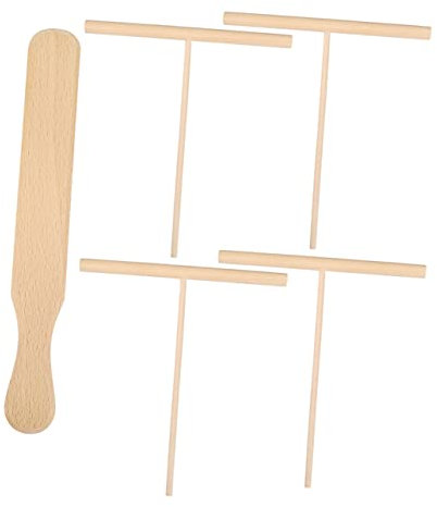 Amosfun Healthy Wooden Crepe Spreader Rake for Pancake Breakfast Cooking Tools Spreading Spatula Kit