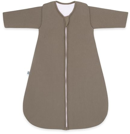 emma & noah Baby Schlafsack 3.5 TOG, Strampelsack für den Winter, in vielen Farben, Bio-Baumwolle, Oeko-TEX Zertifiziert, Abnehmbare Ärmel, Schlafsack für Neugeborene (Essential Taupe, 70 cm)