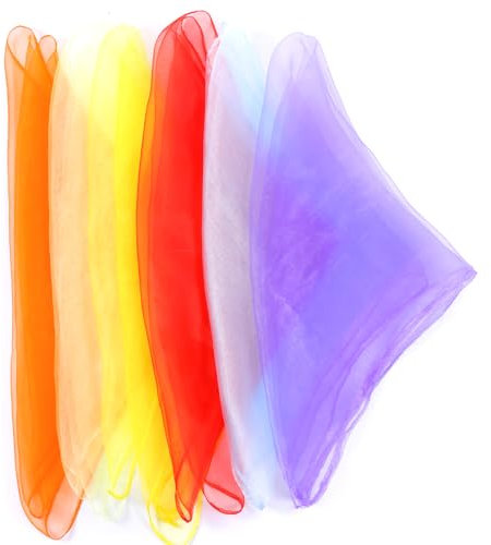 cobee 6 Stück Bunt Jongliertücher, 60 x 60 cm Gymnastik Tücher Kinder Sensorisches Schaltuch Performance Schals Chiffontücher für Kindergarten Tanzen Jonglieren Kindershow Aktivitäten Zubehör