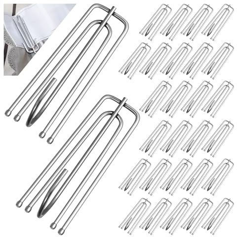 45 Stück Gardinenhaken Metall, 4 Zinken Vorhanghaken aus Edelstahl, Faltenhaken für Gardinen, Vorhang Haken zum Einhängen für Ringe & Schienen, Curtain Hooks für Vorhangzubehör