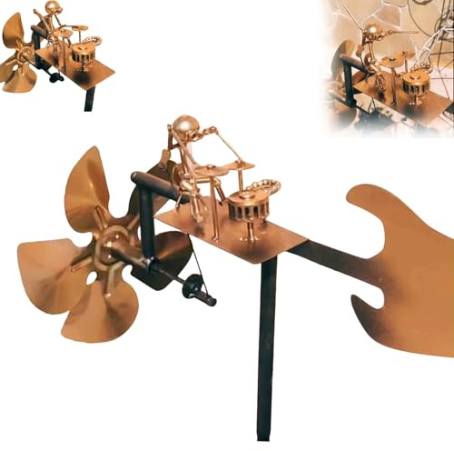 Handmade Metal Drummer Windmill,Fun Percussionist Music Statue Wind Spinner,Drummer Windmill Garden Decoration,Music Artwork Wind Spinner Statue For Rock Lover,Garden,Outdoor Display (1PC)