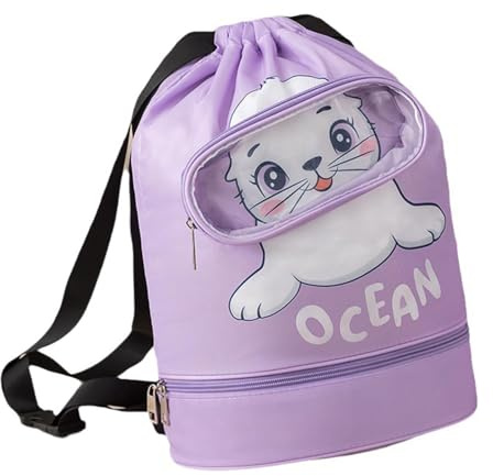 JINJUMEI Mochila con Cordón para Niños Mochila de Cuerdas Impermeable Bolsa de Natación Grande Bolsa de Deporte con Compartimento para Acampar, Montar, Senderismo, Rafting
