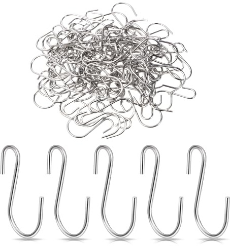 Giantree 100 Stück S Haken Silber, Edelstahl Haken Zum Einhängen, Klein Schwerlasthaken Doppelhaken Metallhaken für DIY Handwerk Hängenden Schlüsselanhänger Schmuck Namensschild