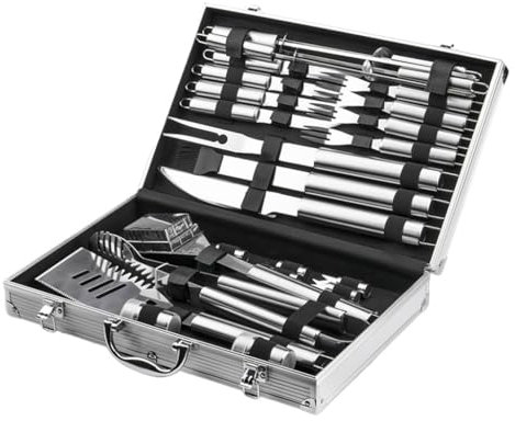 Set di Utensili per Barbecue, Scatola di Alluminio, spiedini in Acciaio Inossidabile per Uso Domestico, griglia combinata, Barbecue da Esterno