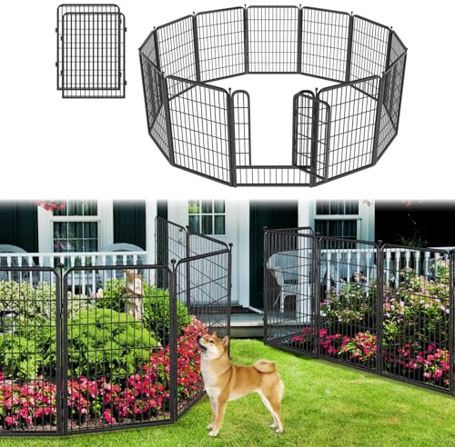 1R2P3I Dog Playpen Outdoor 40inch Dog Fence Outdoor for Yard, 12 Panels Pet Dog Pens Outside Puppy Playpen with Gate for Small/Medium/Large Dogs, Portable Fence for RV Camping, Yard