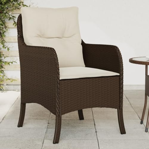 Homvdxl Rattan Optik Gartenstühle 2er Set Outdoor Stühle mit Kissen, Rückenlehne und Armlehne, 58,5 x 67 x 86 cm Esszimmerstuhl (Braun)