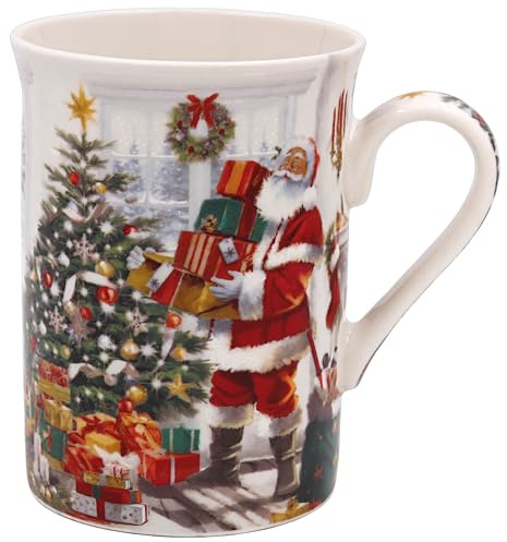 The Leonardo Collection Santa Mug for Hot Drinks | Reusable Fine China Coffee Cups for Kitchen & Home | Durable Printed Tea Mugs for Every Occasion | Long-Lasting Cup for All Types of Beverages