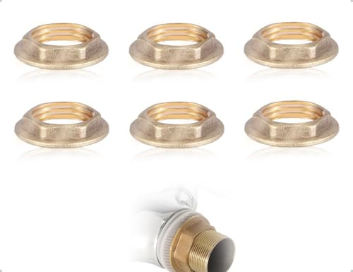 AOYEGIC 6 Stück Flansch Sechskant guteungsmuttern,Messing Sechskantmutter,für Waschbecken,Wasserhähne,Badezimmer,Sanitär Armaturen Zubehör(1/2 Zoll)