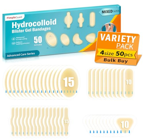 50PCS Tiritas Ampollas Apósitos para Ampollas Surtido Vendas Adhesivos Impermeables Apósitos Hidrocoloides Prevención De Ampollas En Pies Dedos Y Talones