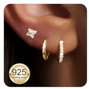 14K Gold Stud Hoop Earrings Set for Women Earrings Stacks Dainty Small Hoop Earring-s Sets For Multiple Piercing Hypoallergenic Dangle Cartilage Huggie Hoop Earring-s Gold Jewelry for Women Gifts