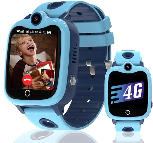 Ruopoem 4G Montre Connectée Enfant, Montre GPS Enfant Tracker avec SIM Appel Vidéo Chat Vocal GPS SOS Réveil Jeux Mode Scolaire Étanche, Montre Telephone EnfantCadeau pour Filles et Garçons