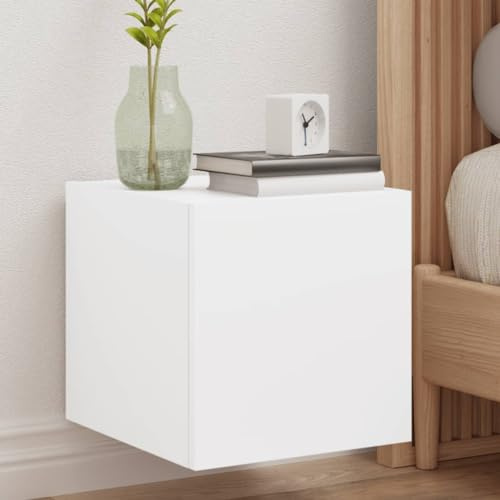 Frdhee Mueble para TV, tablero de TV, cómoda para televisión, mueble bajo, armarios de pared para TV con luces LED, 2 unidades, color blanco, 30,5 x 35 x 30 cm, para comedor, dormitorio, oficina en