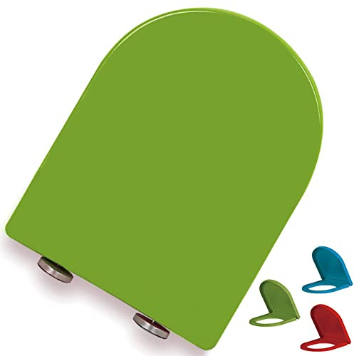 Abattant de WC en forme de D à fermeture lente et douce avec charnières réglables à dégagement rapide, siège de toilettes en polypropylène, fixation simple sur le dessus, taille un,Green-Onesize