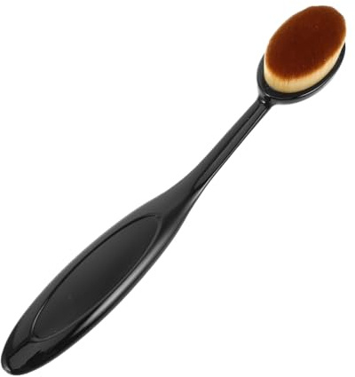 Tofficu Brocha de Maquillaje Negra para Base en Polvo, Pincel Iluminador y Rubor Mango Largo, Cerdas Sintéticas Densas, para Uso Diario y Viaje, Herramienta Versátil para Polvos