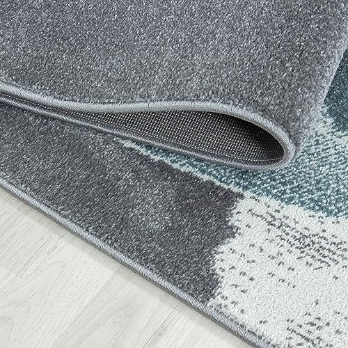 KADIMA DESIGN Kinderteppich Dinosaurier-Motiv Pflegeleicht Bunt Waschbar Strapazierfähig Rund Blau 160x160 cm Kinderzimmer Fußbodenheizung geeignet Schadstoffgeprüft Babyzimmer Oeko-TEX | NOLA