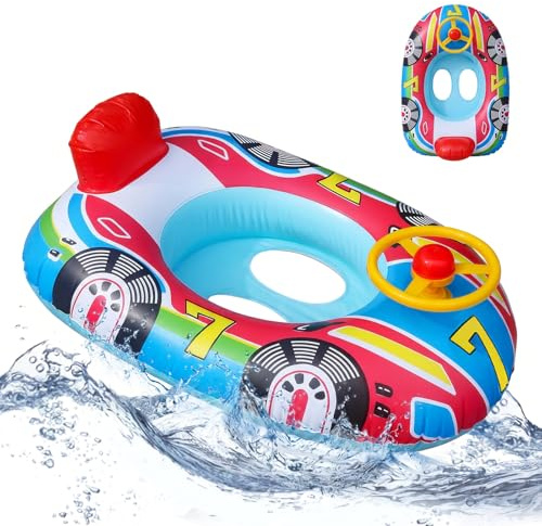 XIMEI Baby Float med Ratt, Baby Float uppblåsbar Baby Float, Baby Simring, Pool Float, Pool Baby Leksaker 12 till 48 MESI (B)