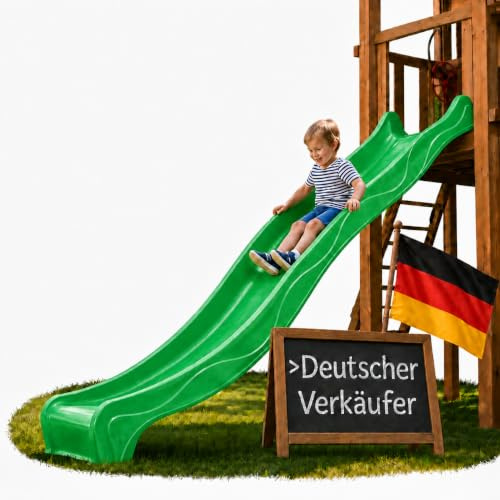 Ondis24 Tobogán de Olas de 3m para Niños, Tobogán de Montaje, Tobogán de Agua para Torre de Juegos o Lado Inclinado a Partir de 3 Años (Verde Limón)