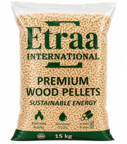 15kg - Etraa Pizza Oven Wood Pellets - Premium Spruce Wood Pellets for Wood Fired Pizza Ovens - Food Grade Natural Fuel, High Heat, Low Ash, Long Burning, Clean Burn for Outdoor Pizza Ovens