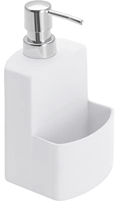 Wenko True Colours Festival - Dispensador de detergente, de cerámica Satinada, 380 ml, 9.5 x 18 x 9 cm, Color Blanco