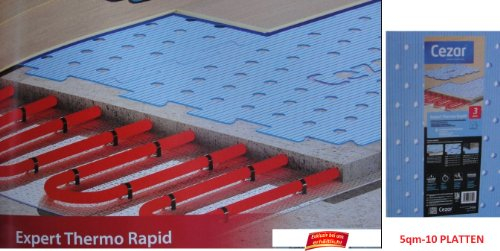Trittschalldämmung Laminat Parkett, Boden 3 mm XPS für Fußbodenheizung-5m² (10 Platten je 0,5m²)
