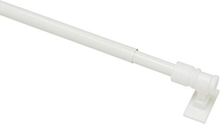 GARDINIA Caféhausstange California, Scheibenstange, Befestigung am Fenster, Zum Schrauben, Träger kürzbar, Ausziehbar: 120 - 225 cm, Ø 12 mm, Metall/Kunststoff, Weiß