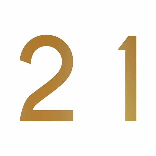 Zahl 21 in gold, 30 cm großer Sticker, wetterfeste Klebezahl | Selbstklebende Klebefolie für Hausnummern an Tür, Tor, Garage, Schaufenster und allen glatten Oberflächen