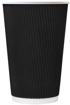 We Can Source It Ltd - 12oz. Black Ripple Paper Cups - Recyclable - Great for Tea, Coffee, Hot Drinks - 500 Pack