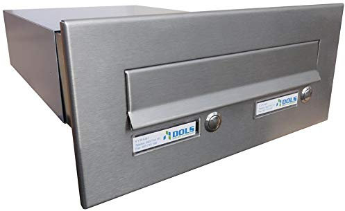 B-042 Cassetta postale 2 posti passante a muro in acciaio inox con 2 campanelli (profondità: 39-62 cm) - LETTERBOX24.de