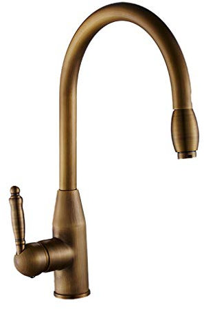 YAWEDA Pull Out Kitchen Faucet Antique Brass Sink Mixer Tap 360 Degree Rotation Kitchen Mixer Taps Kitchen Tap Aerator Deck Mounted Single Handle Retro