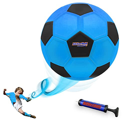 Kickerball - Curve and Swerve Soccer Ball/Football Toy - Kick Like The Pros, Great Gift for Boys and Girls - Perfect for Outdoor & Indoor Match or Game (Blue)