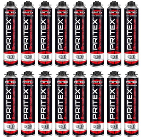 PRITEX Brunnenschaum 16x 750ml, Pistolenschaum für Brunnenschachtringe