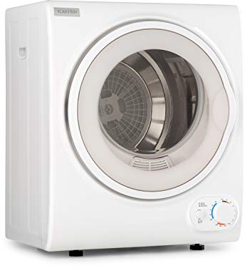 Klarstein Jet Set 2500 - Secadora de ropa, Carga frontal, Potencia 850 W, Independiente, EEC C, 2,5 kg, Resistencia de PTC, Calor hasta 60 °C, Programable de 20 a 200 minutos, Compacta, Blanco