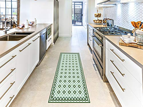 Oedim Mosaik-Teppich, grün, Fliesenoptik für Zimmer, PVC, 200 x 300 cm, PVC-Teppich, Vinyl-Boden, Dekoration des Hauses, Schutzboden