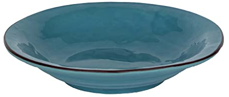 Set 6 Pezzi Piatti Fondo. Ceramica Linea Imperfetti - Colore: Turchese