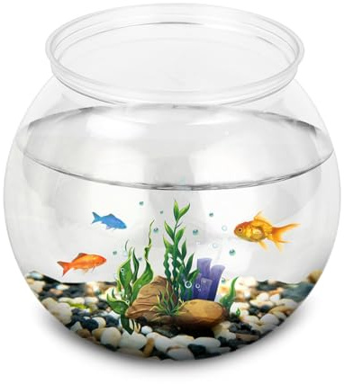 2 Pcs Plastic Fish Bowl - Transparent Mini Aquarium Tank Bowl, Small Goldfish Tanks, Round Vase Flower Plant Pot for Home Table Decoration