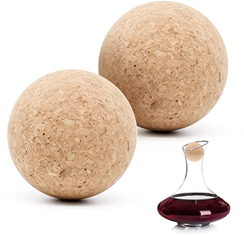 Cisolen 2 Stück Weinkorken Kugel Holzkorken Kugelstopfen Holz Weinflaschenkorken Ersatz für Wein Bierflasche 6,1 cm