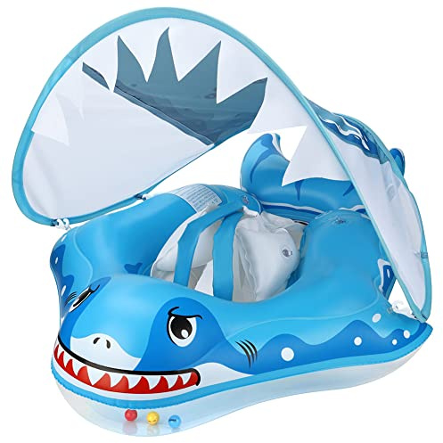 JAWSEU Baby Schwimmring, Baby Schwimmsitz mit Sonnenschutz Dach, Baby Float Aufblasbarer Schwimmreifen, Baby Schwimmen Schwimmtrainer Baby Schwimmer Schwimmhilfen ab 3-36 Monate