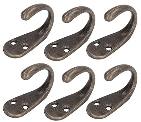 Qcwwy 20 Set Vintage-Wandhaken, Dekorative Aufhängehaken aus Eisen, Kleiderhaken, Bauernhaus, Vintage, Weiße Haken, Bronze, Zinklegierung, Retro-Stil für Bauernhausküche